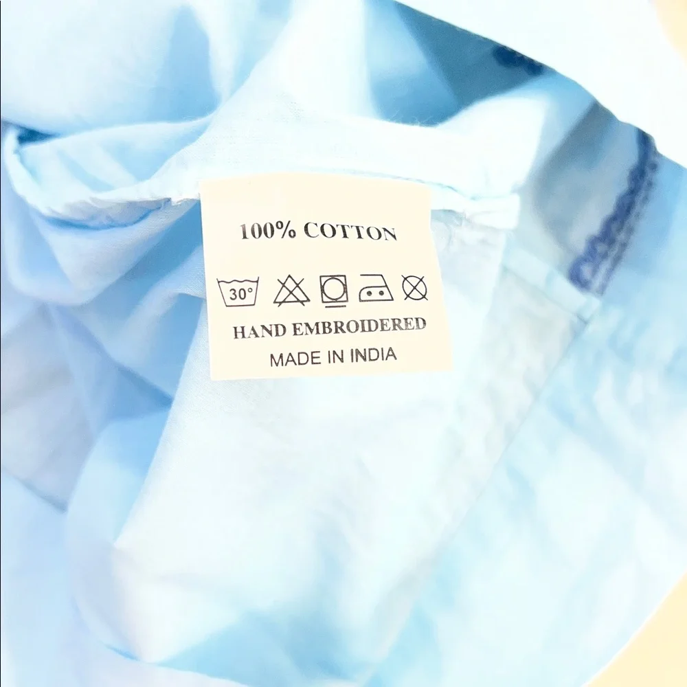 NWT Blue Embroidered Cotton Dress - Picture 6 of 10